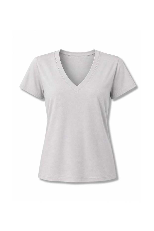 Gray V-Neck T-Shirt 17416