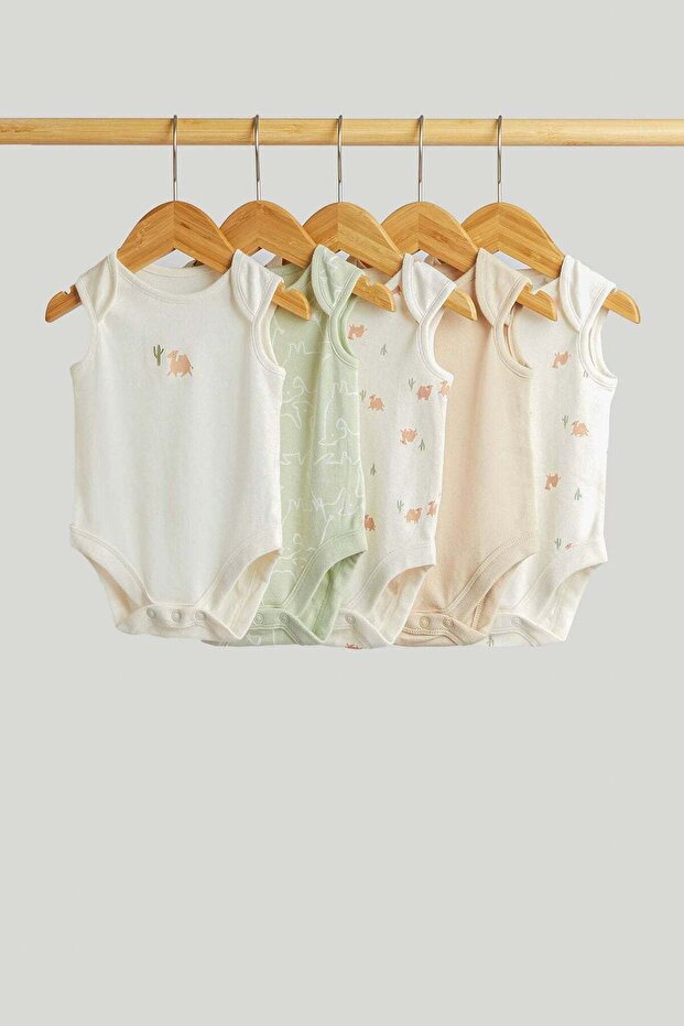 5 Pack Camel Sleeveless Bodysuits