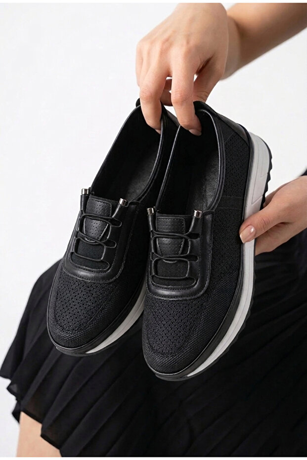 Dues 0721 Black Full Orthopedic Comfortable Daily Women's Shoes