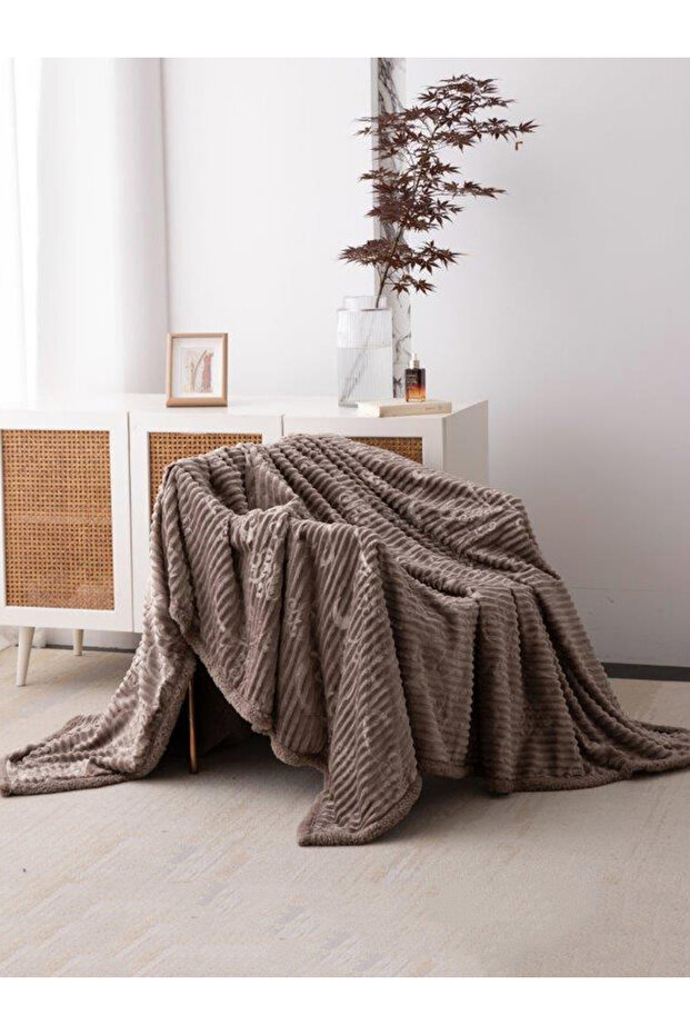 بطانية جاكار منقوشة 220×240 سم لون موكا