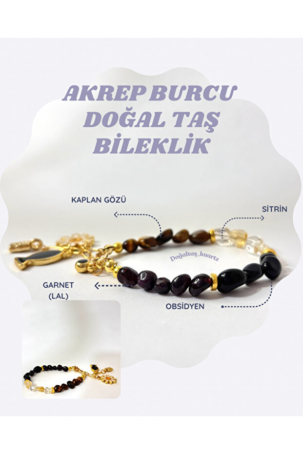 Scorpio Zodiac Sign Natural Stone Bracelet. Certified Original