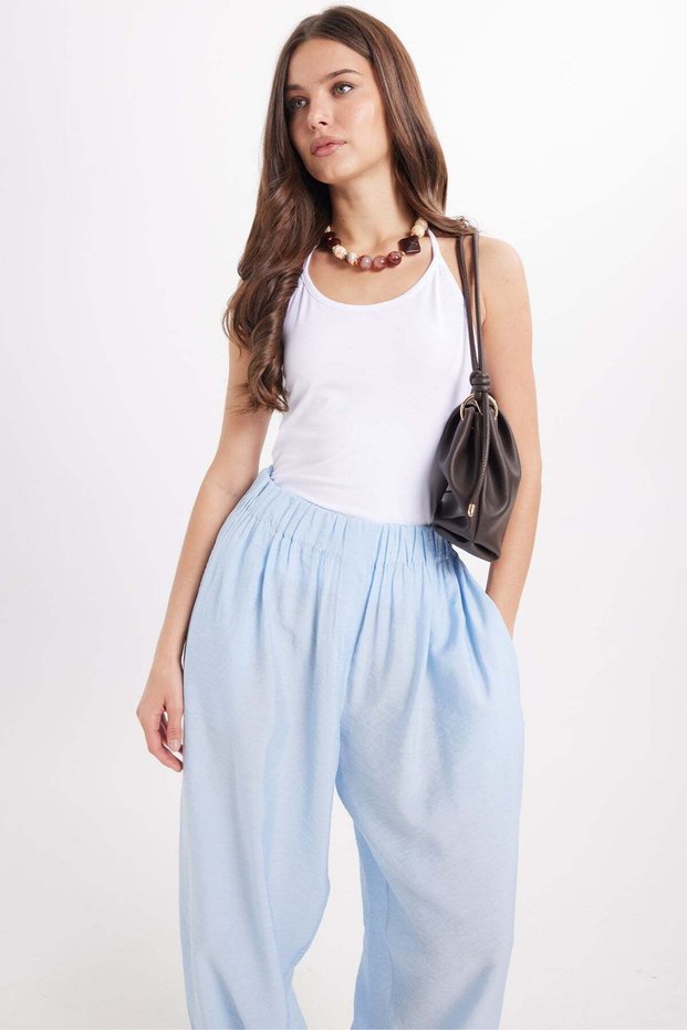 Women's Slim Fit Cotton Lycra Halter Neck Soft Textured White Blouse