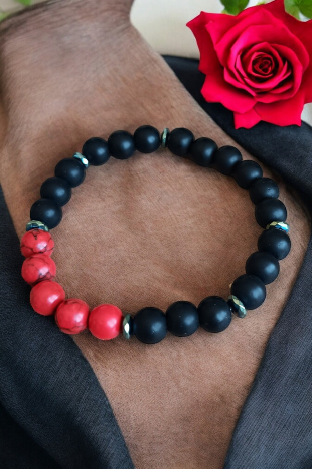 Red Varasite Stone Matte Onyx Stone Bracelet Original Natural Stone Men's Bracelet Women's Bracelet
