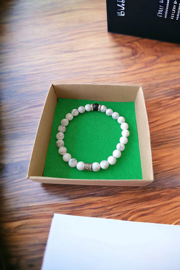 Howlite Stone Patterned Shiny Onyx Stone Bracelet Natural Stone Bracelet Natural Stones Original