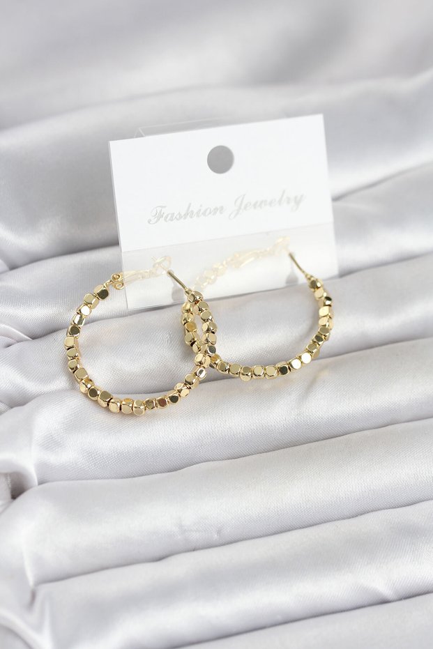 Brass Gold Color Minimal Square Hoop Women's Earrings - Ebj260509W42052