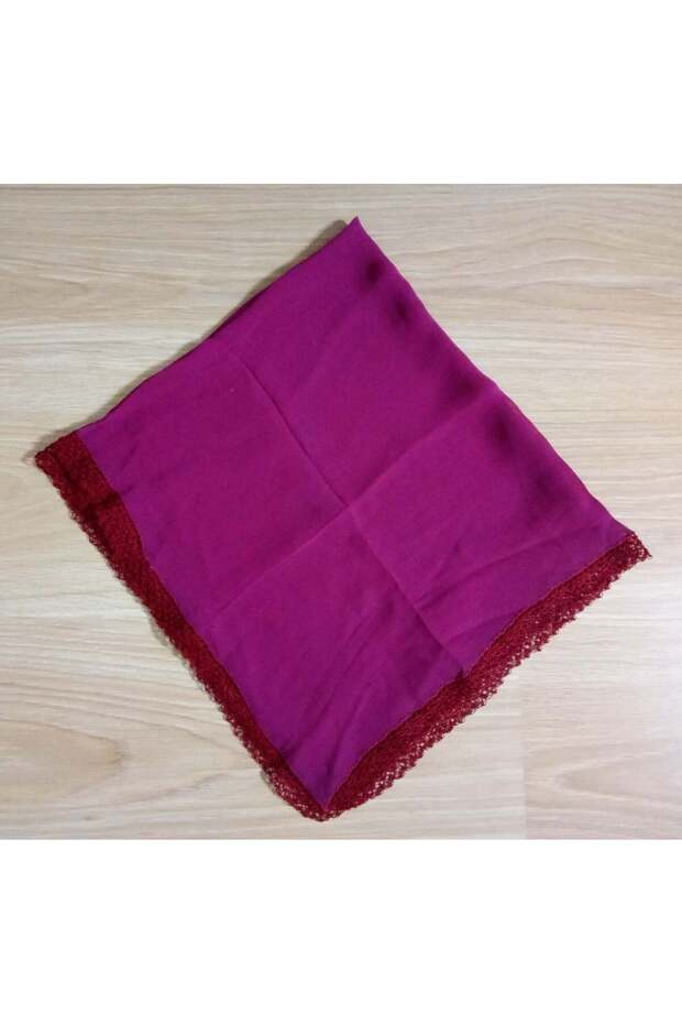 Handcrafted Lace-Edged Tulbent, Writing, Embroidered Crochet Cotton Yemeni, Scarf 60X65Cm
