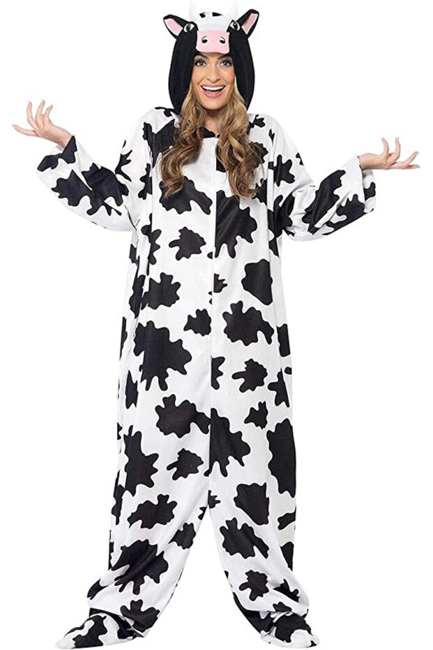 Refurbished Smiffy's Traje Vaca, Todo en Uno con Capucha