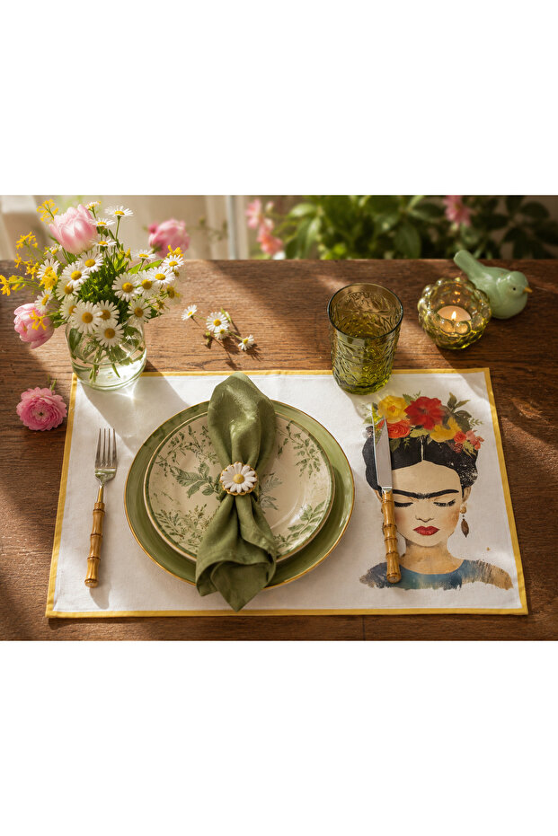 Floral Fridaa American Serving Set – Premium Digital Printed Decorative Plate | Spring Tableware Concept | Modern Bohemian Table Decor