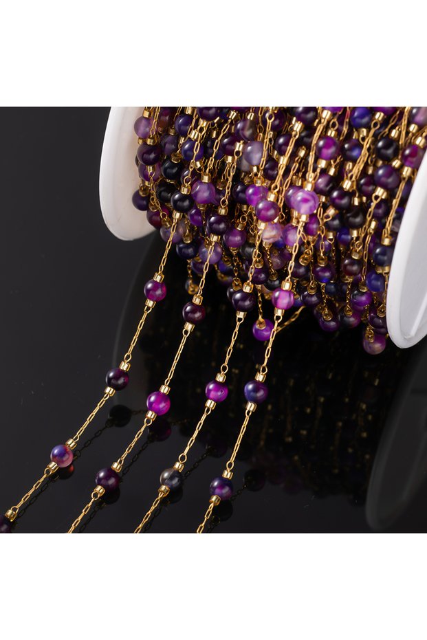 Purple 1Meter/Lot Mixed Stainless Steel Beads Chains for Handmade DIY Necklaces Bracelets Anklet Jew