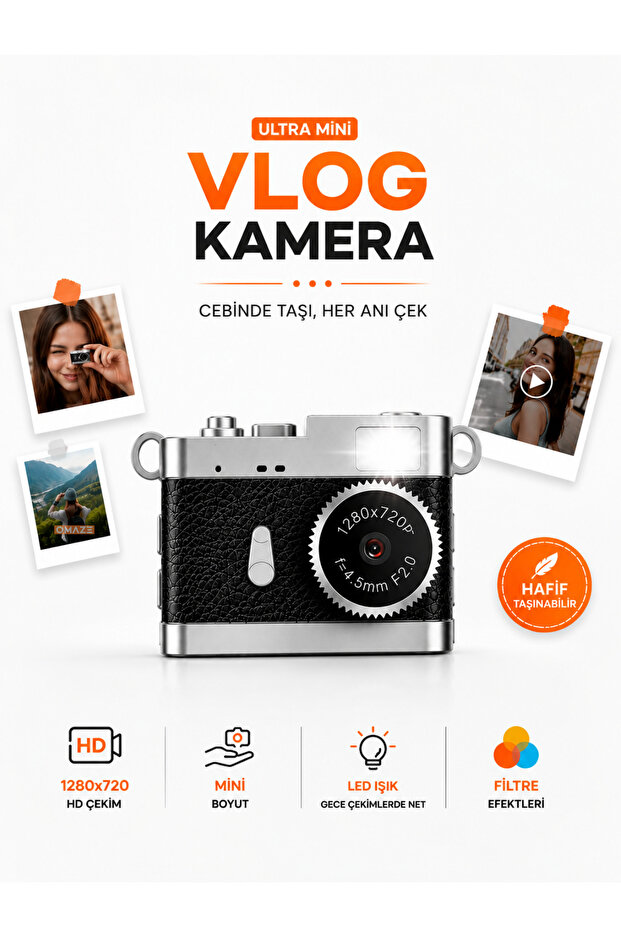 Omaze Mini Dijital Kamera Video Vlog Selfie Kamerası Mini Anahtarlık