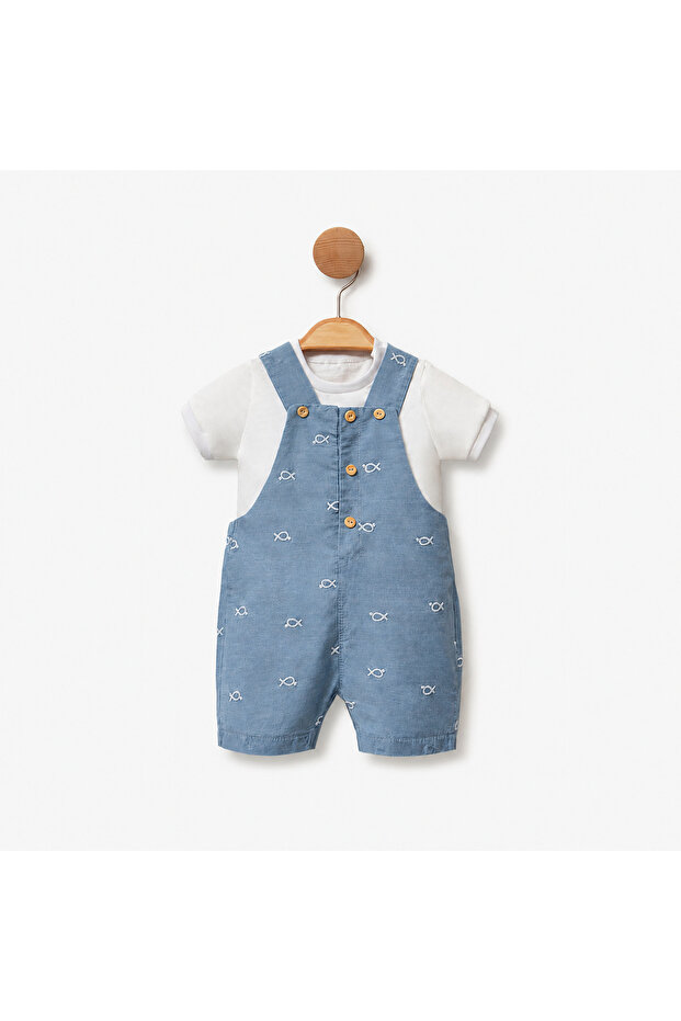 Kot Minik Embroidered Baby Boy Salopet