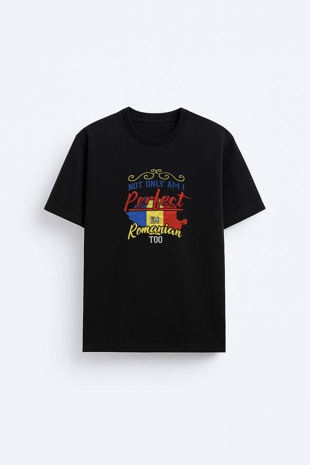 Romania Romania Printed Crew Neck Black T-Shirt