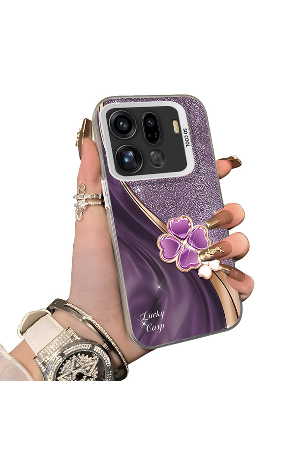 Oppo Find X9 Pro 5g Compatible Silicone Edge Hard Back Anti-Fall Phone Case Luck Clover Patterned
