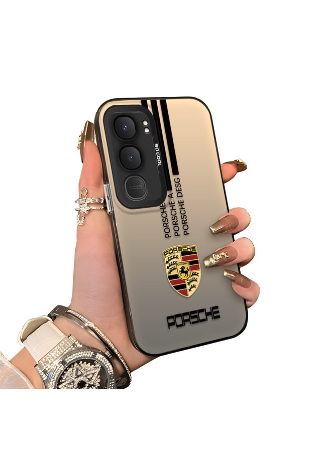 Vivo Y31 5g Compatible Silicone Edge Hard Back Anti-Fall Phone Case Porsche Patterned