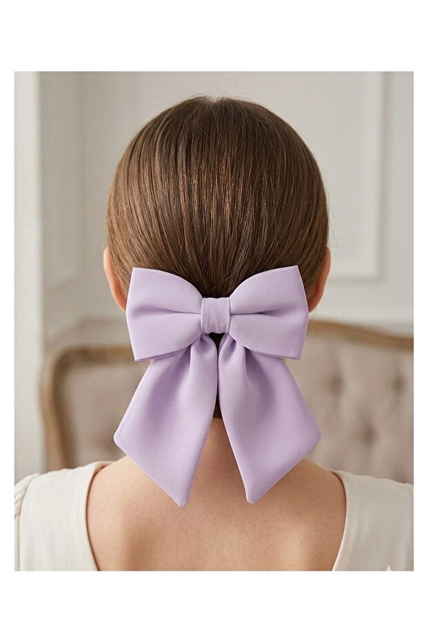 Lilac Chiffon Bow Automatic Clip-On Hairpin - Ribbon Hair Accessory with Different Color Options