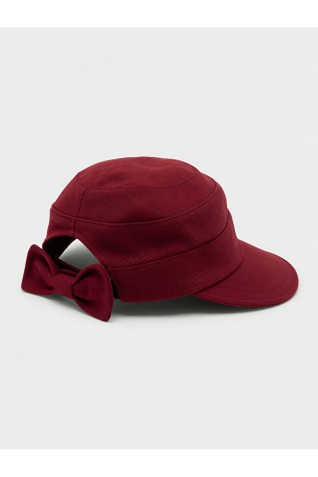 Women's Red Wide Brim Summer Hat | Adjustable Visor Cap with Bow Detail