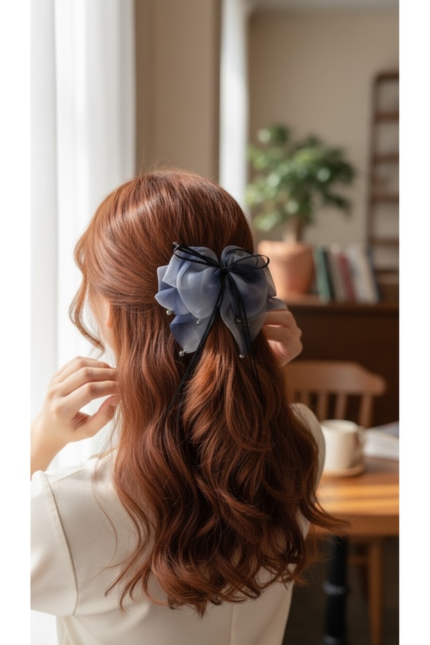 Bowknot Buckle Chiffon Fabric Satin Ribbon Crystal Beaded Buckle