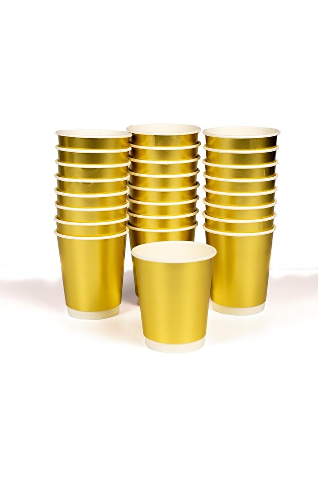 Sunny Gold Paper Cups 8oz (25 Pieces) – Premium Disposable Cups for Hot & Cold Drinks, Thick & Leak Resistant