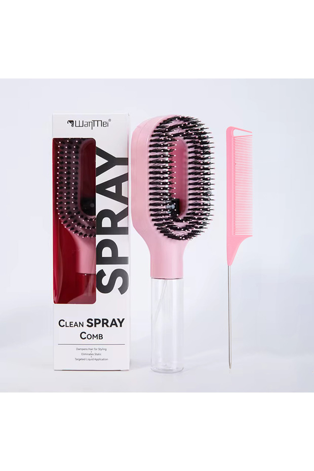 2pcs Pink Set 2pcs Hair Spray Comb with Rat Tail Comb Anti-Static Portable Hairbrush with Refillable