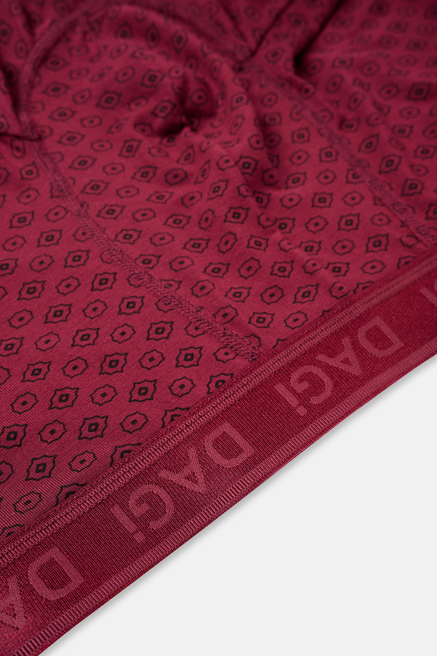 بوكسر منقوش باللون الأحمر الداكن من ميكرو مودال - 3