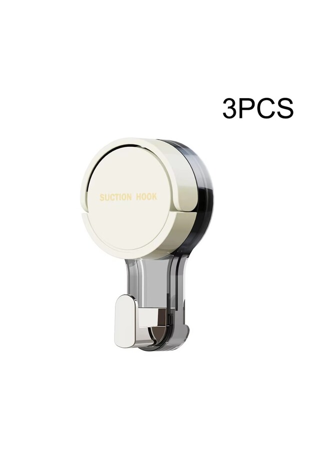 White 3-Piece Set Strong Vacuum Suction Hooks Traceless No-Drilling Adhesive for Home Bathroom Kitch
