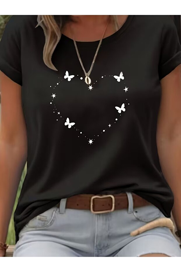 Women's Comfortable Fit Tshirt Mixed Print Tshirt