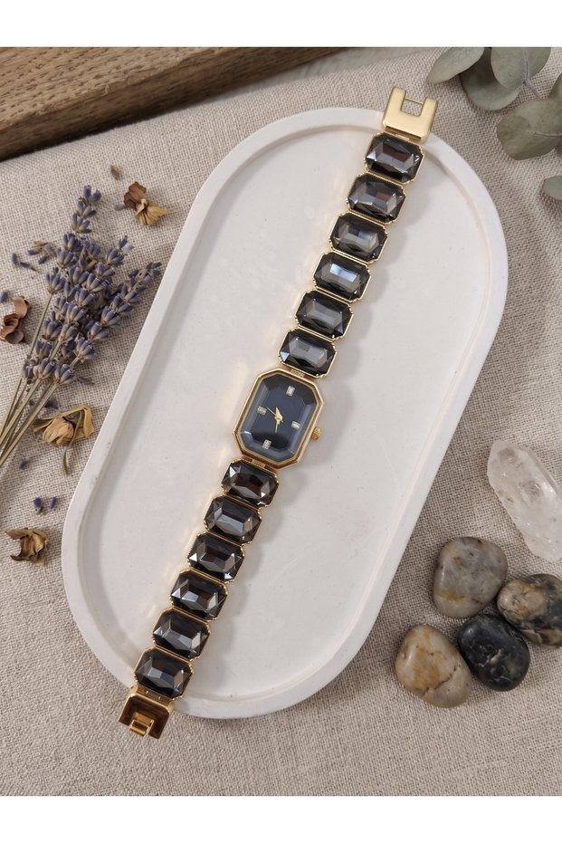 Rectangular Cut Stone Geometric Women's Wristwatch