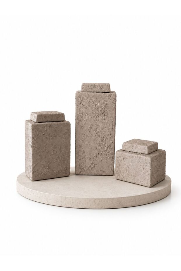 Noble Covered Ceramic Textured Vase Set