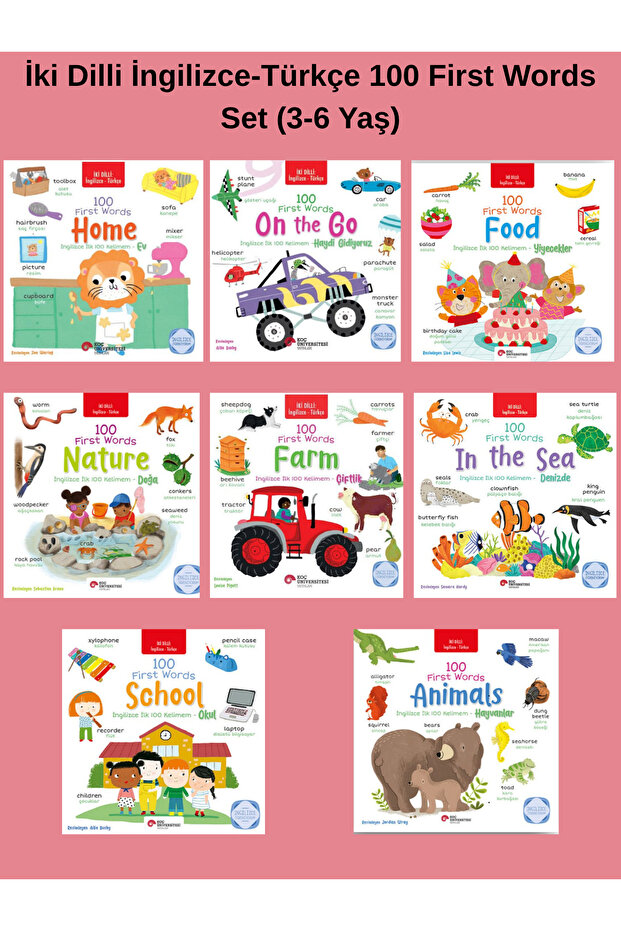 8 Kitap / İki Dilli İngilizce-Türkçe 100 First Words Set (3-6 Yaş)