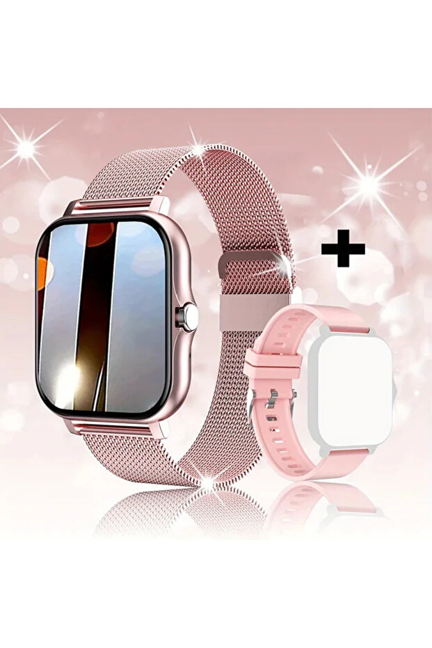 Pink mesh belt 2024 New Bluetooth Answer Call Smart Watch Men Touch Call Fitness Tracker Waterproof