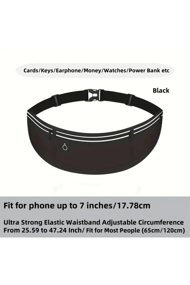 Black Lightweight Running Waist Bag Casual Belt Cycling Waist Pack Mobile Phone Bag Waterproof Gym B