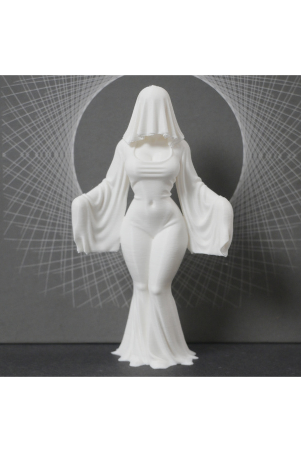 d05-White-1pc A 12cm ghost ornament, 3D printed white dress ghost decoration, funny Halloween indoor