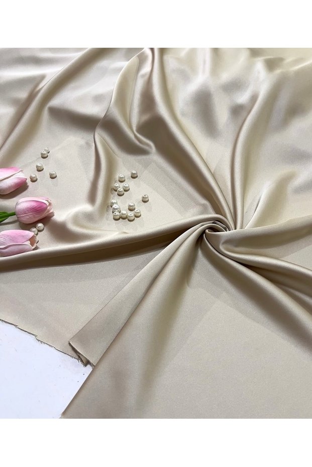 Beige Acetate Satin Fabric