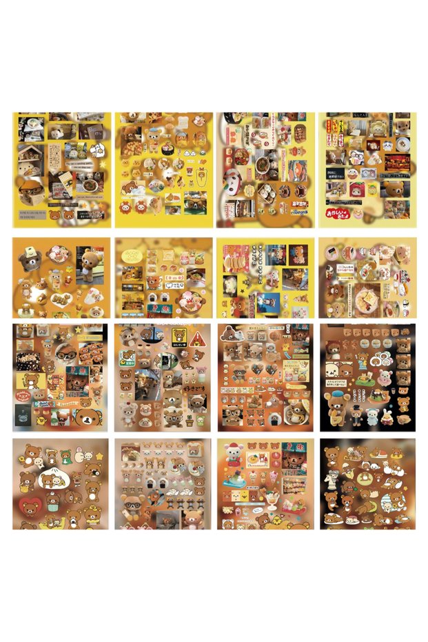 16PCS 8PCS Cartoon Rilakkuma Cute Stickers DIY Cut Membrane Hand Account Decoration Sticker Children