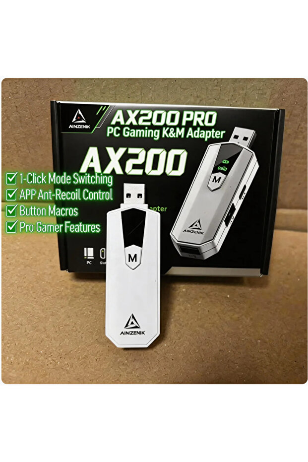 محول لوحة مفاتيح وماوس عالي الأداء AIMZENIX AX200PRO أبيض اللون، متوافق مع أجهزة الكمبيوتر و NS P
