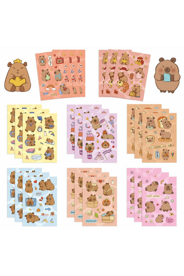 8 Sheets Original Capybara Emoticons Waterproof Graffiti Stickers for Helmet Bicycle Hand Account...