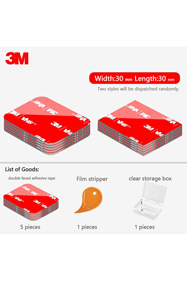 3M Thickness- 0.8mm 30mm-30mm-5pcs 3M Double-sided Adhesive Tape Super Strong Seamless Waterproof S