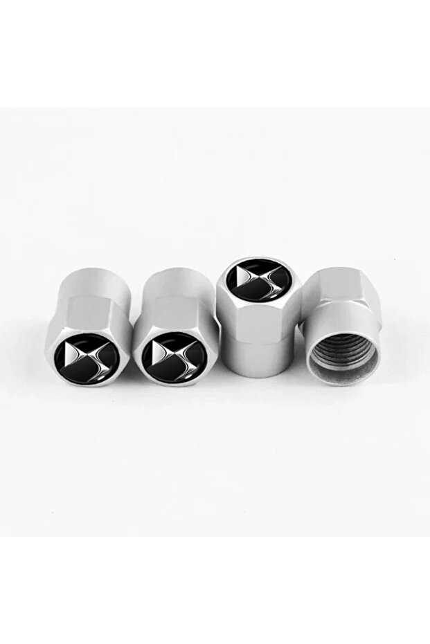 sliver Car Wheel Tire Valve Stems Cap With Keychain Keyring Badge For Citroen DS 2 3 4 5 6 7 DS2 DS3