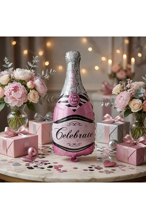 Pink Champagne Bottle Foil Balloon Celebrate 49X100 cm Party Decoration Ornament