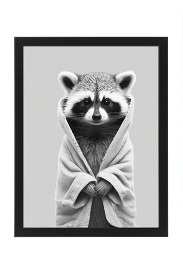 Raccoon in Bathrope , Bathroom Wall Art, Nursery Poster with Frame 30x40cm