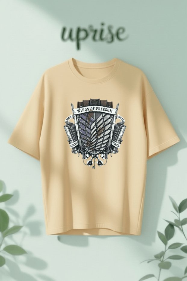 Attack on Titan Scouting Legion Wings of Freedom Printed Cotton Oversize T-Shirt