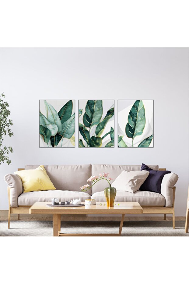Modern Botanik 3 Parçalı MDF Tablo Seti
