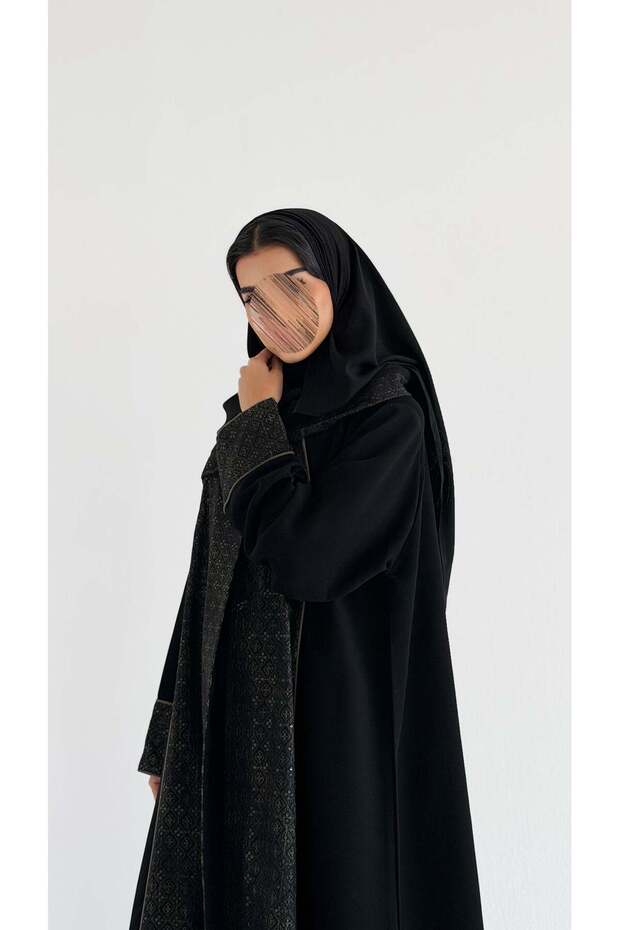 mwt1114 عباية كريب مع تدخيلة ركامة - 1