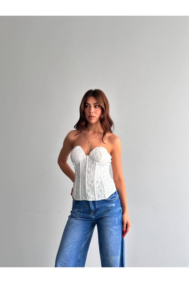 Bolenli Gleplu Bustier- Ecru Ekru