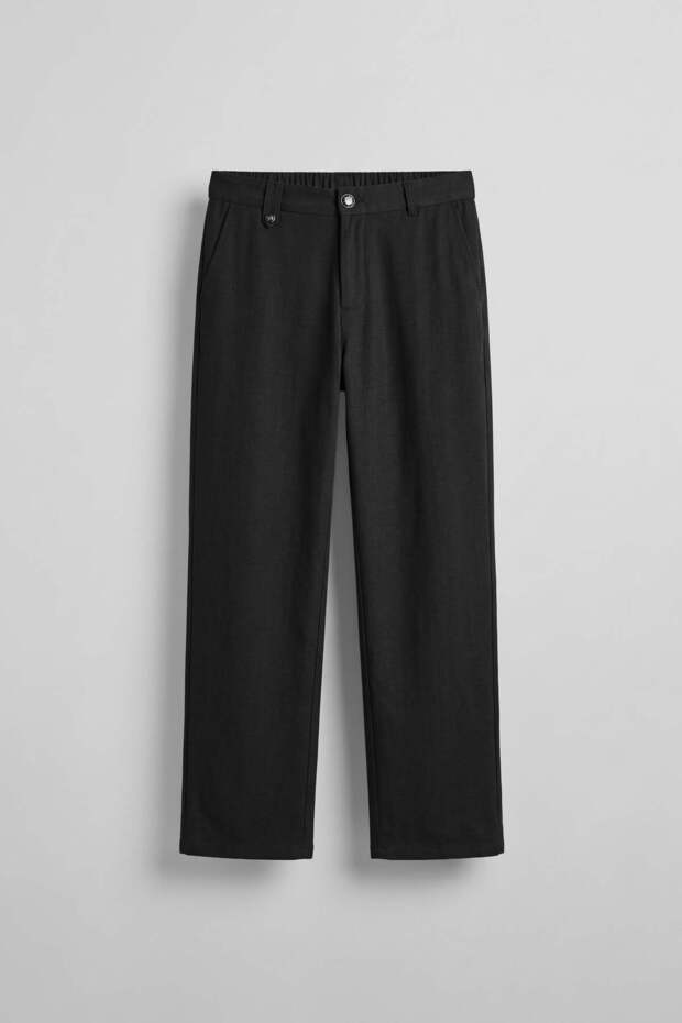 Men's Relaxed Fit Linen Look Trousers Black