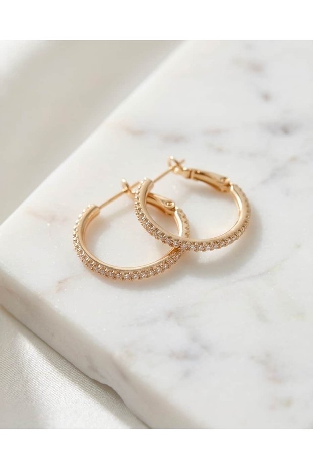 Renova Inlaid Zircon Stone Thin Hoop Steel Xuping Earrings