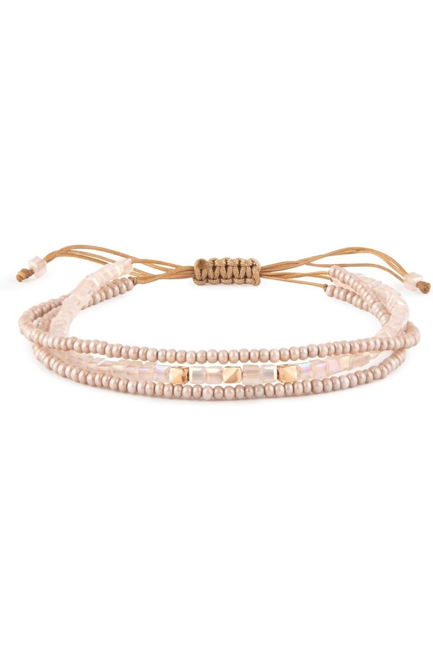Flamingo Women's Bracelet, 18K Gold, Beaded Bracelet, with Crystal, Handmade Adjustable Jewelry