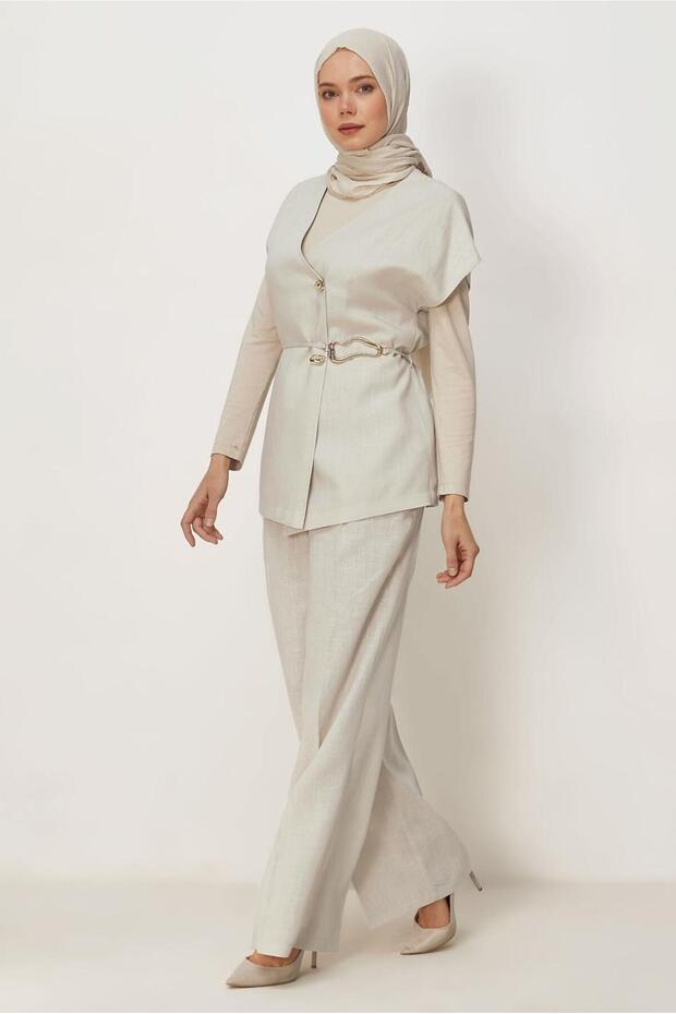 Belted Linen Suit 46528