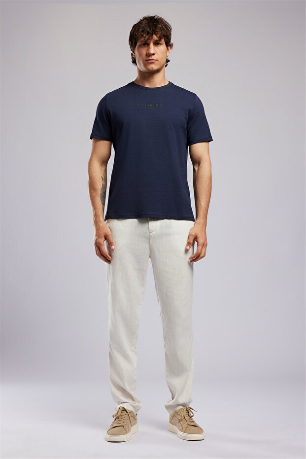 Oswald Men's Regular Fit 100% Cotton Printed Crew Neck T-Shirt Blue