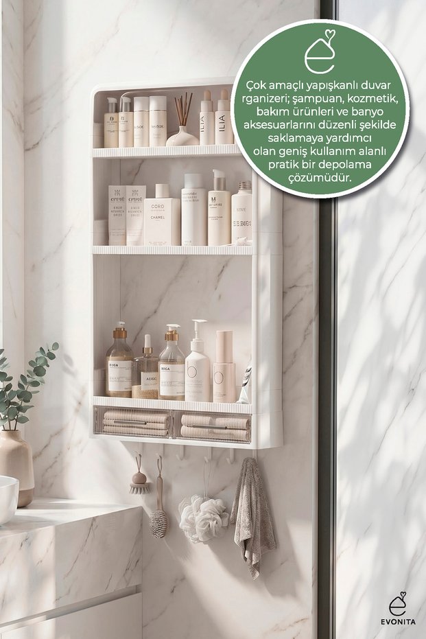 Adhesive Wall Shelf Organizer Bathroom Kitchen Organizer Shampoo Holder Towel Holder Multi-Purpose